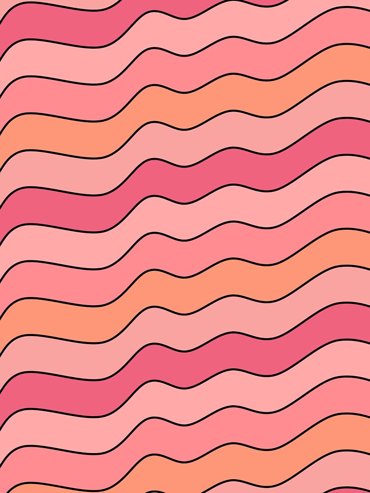 Retro 70s Groovy Wavy Pattern in Sunset Pink and Peach by Aesthetic Crew