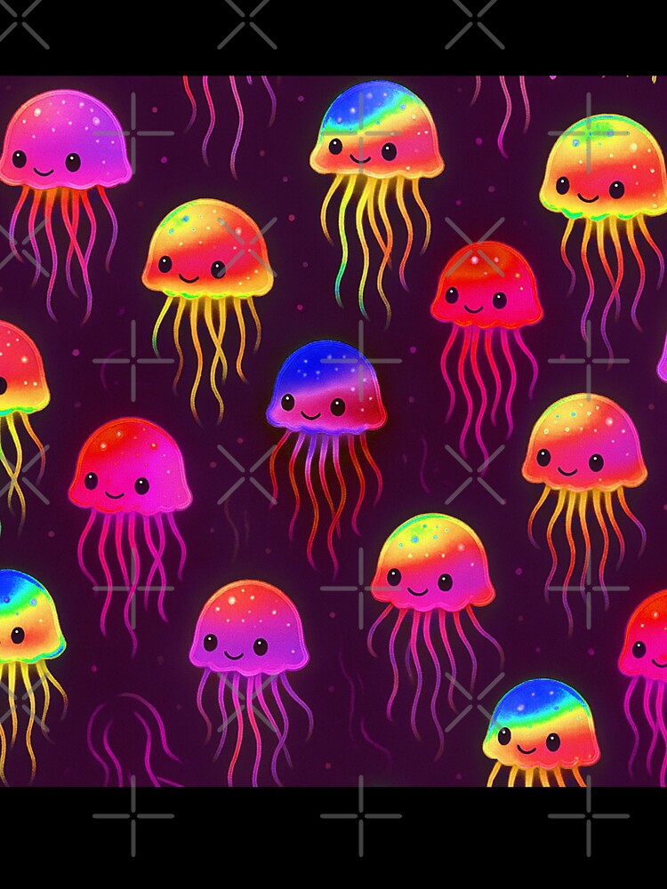 Pink Neon Jellyfish Pattern by SassyArtistry