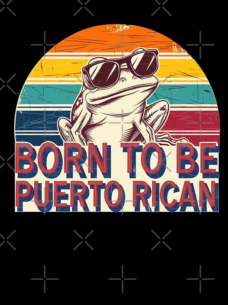 Vintage Sunburst Frog Design – Born to Be Puerto Rican Retro-Inspired Graphic Art by marvinismyname