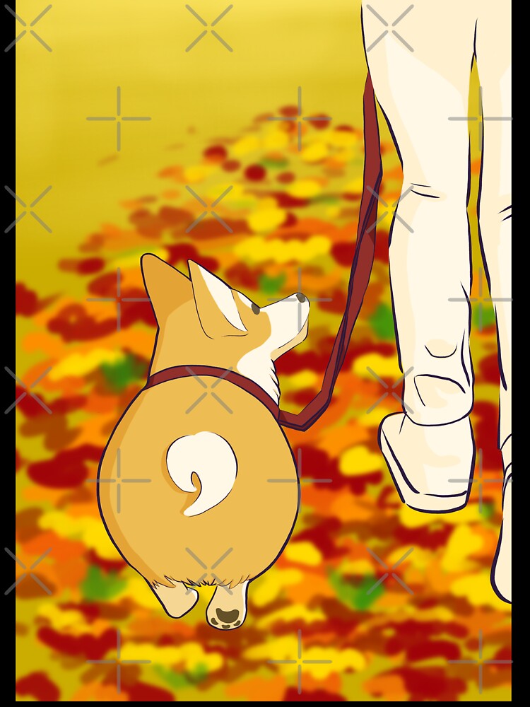 Dog walk with your corgi in Fall by MindToPaper