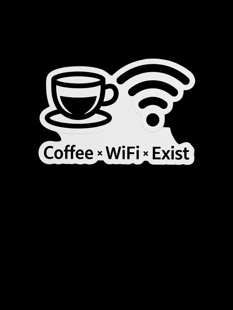 Coffee WiFi Exist Funny Remote Work Sticker Minimal Work From Home Humor by ZYNORAworld