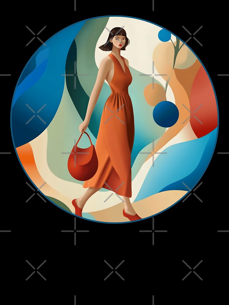 Strolling. Carefree woman on a vector style walk. by Shoot-The-Moon