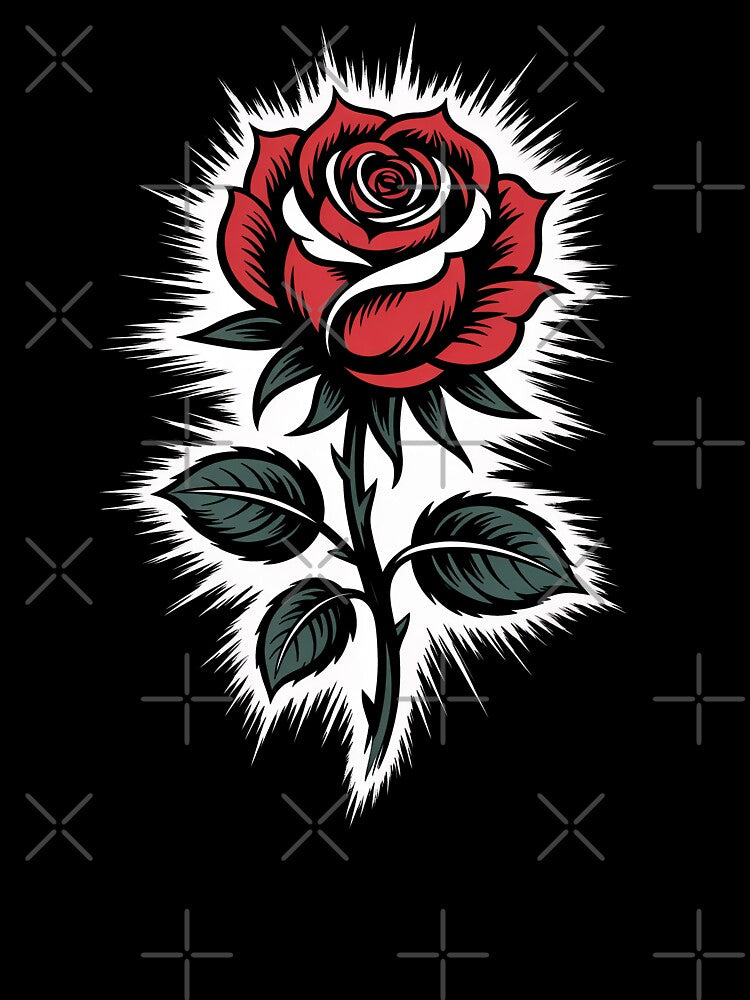 Tattoo Style Gothic Rose Burst Background Dark Floral Art by Say It With Ink