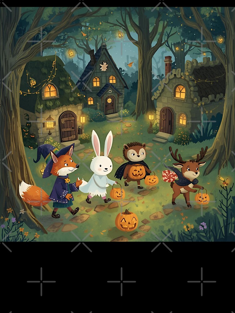Trick-or-Treat in the Enchanted Woodland Village by WildlifeWhimsy