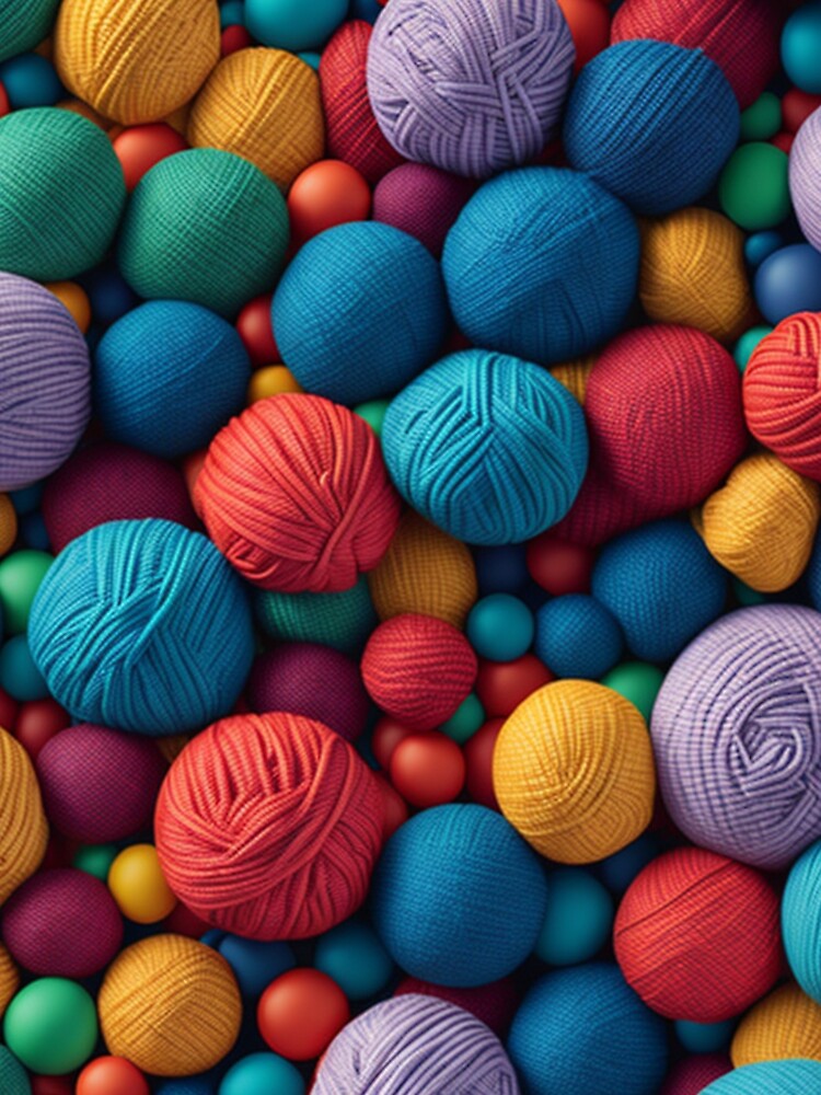 Colorful Knitting Balls of Yarn Pattern Design Print by randomtdesigns