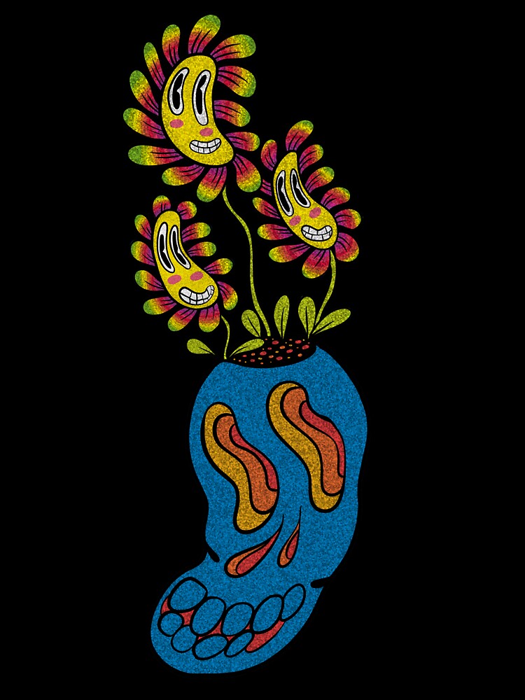 Rubber hose style Skull + Flowers by Sarah k Stevenson