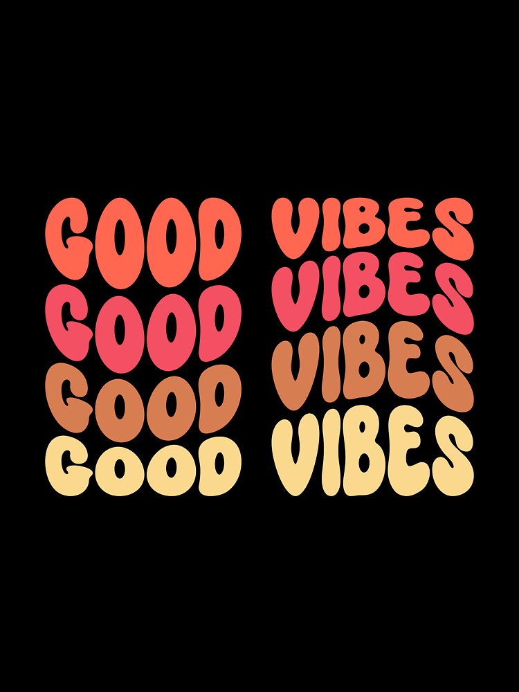Good Vibes Wavy Retro Groovy Colorful Block Letter Design by redbubbleart18