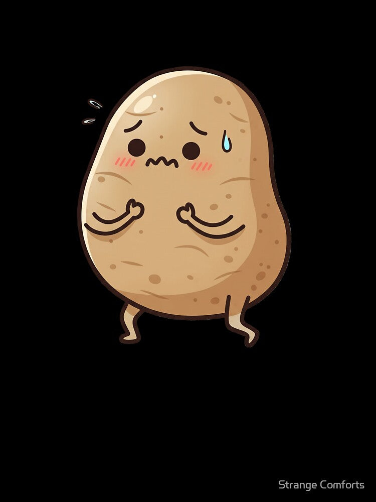 Worried Potato – Funny Anxiety Mascot Art Light Blue by Strange Comforts