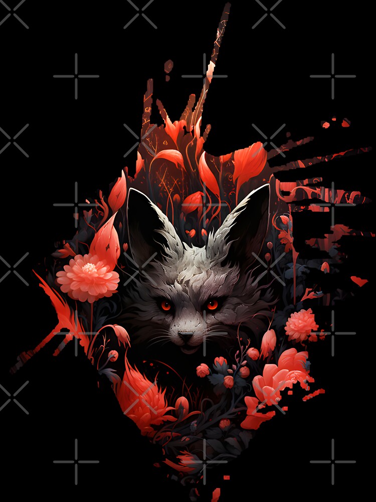 Cute Wolf Cub in Dark Red Garden by 20th-eclipse