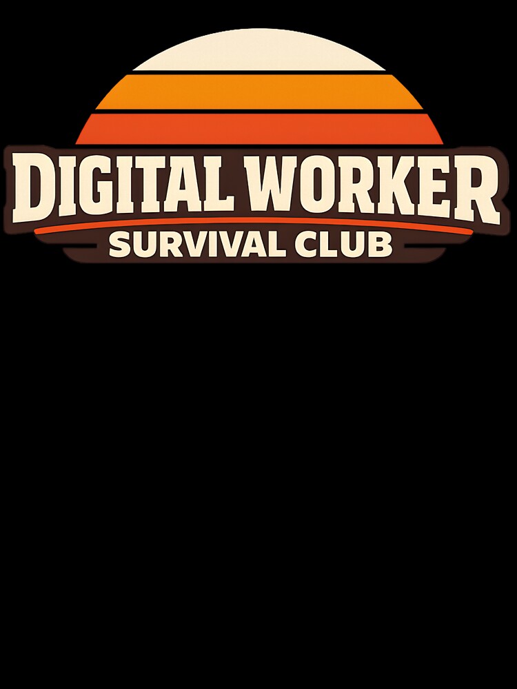Digital Worker Survival Club Retro Sunset Shirt – Remote Work Tech Humor Tee by DavmaxDesign