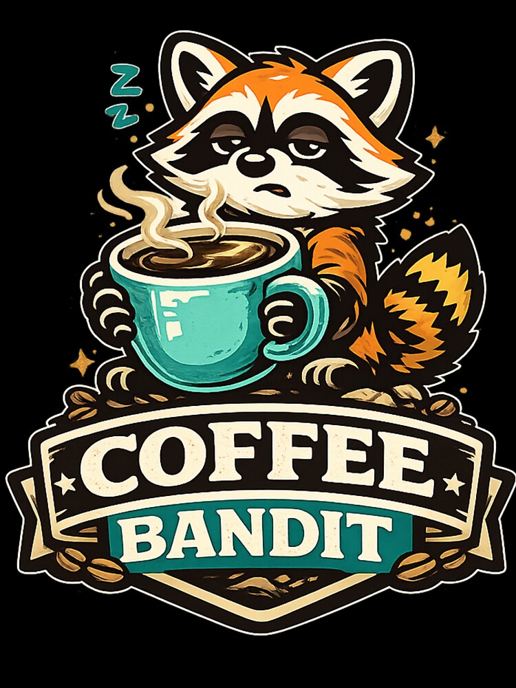 Coffee Bandit – Sleepy Raccoon Coffee Lover Cartoon Design by ArtisticHeart21