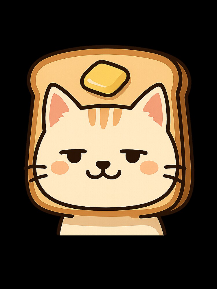 Bread Head Cat – Kawaii Toast Hat Sticker by Tripconic