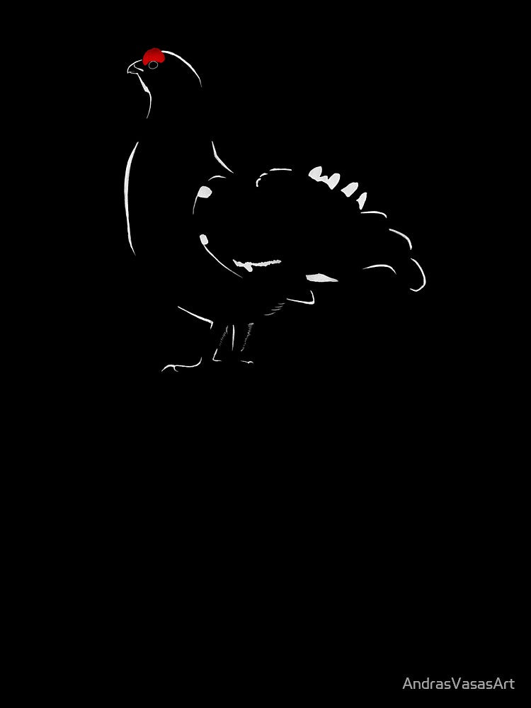 Adult male Black Grouse with outlines by AndrasVasasArt
