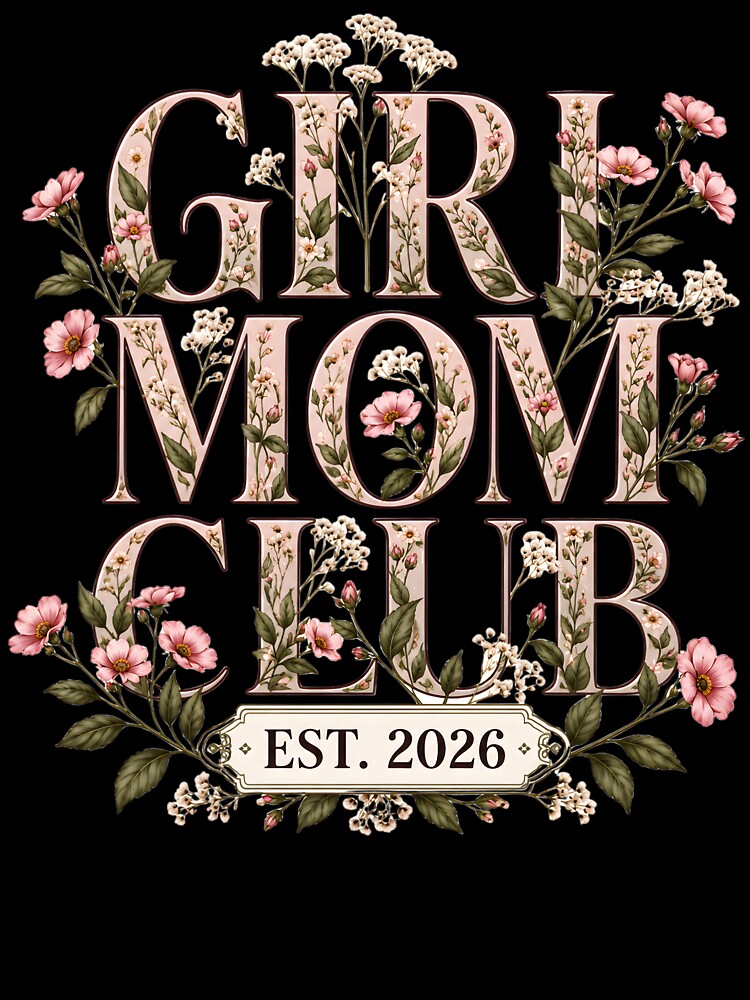 Girl Mom Club Est 2026 Vintage Floral Pregnancy Announcement Gift by AnnDesignStudio