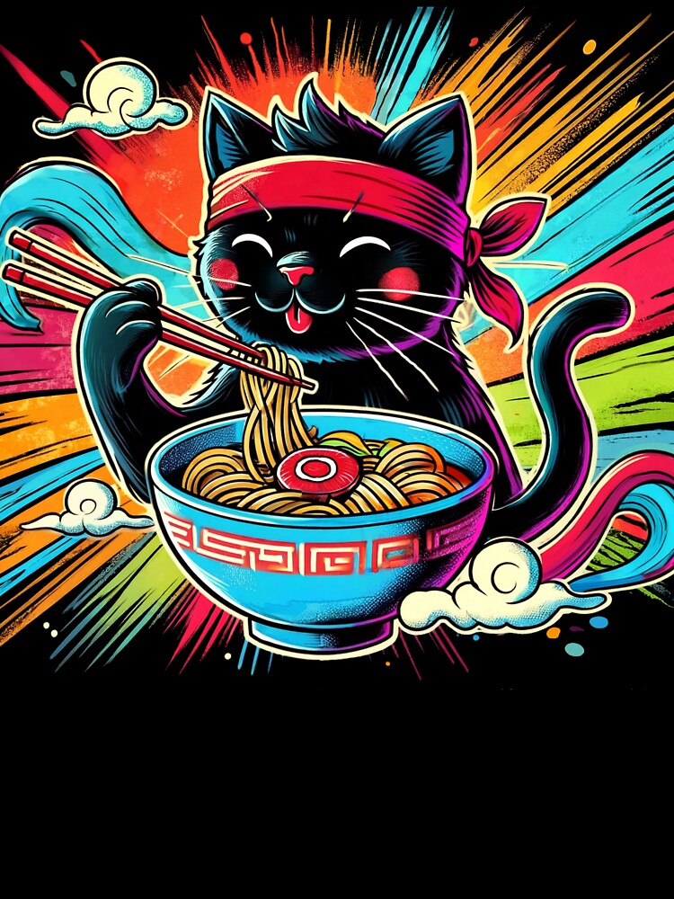 Rainbow Demon Ramen Cat by SiarheiYur
