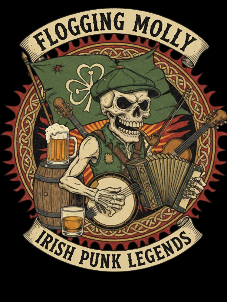 Flogging Molly Irish Punk Legends Skeleton Logo - St. Patrick's Day Fan Tribute by idstori