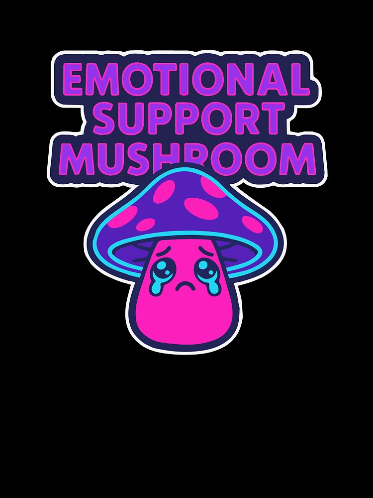 Emotional Support Mushroom – Cute Sad Kawaii Sticker by unicorn-v