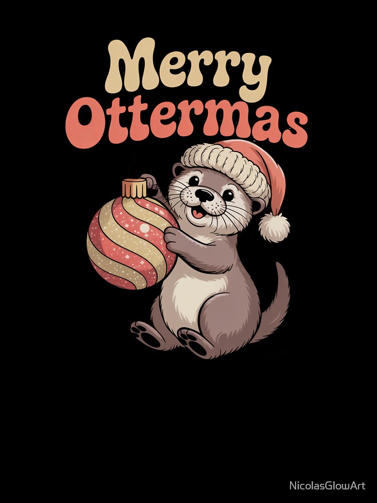 Merry Ottermas | Sticker, T-Shirt by NicolasGlowArt