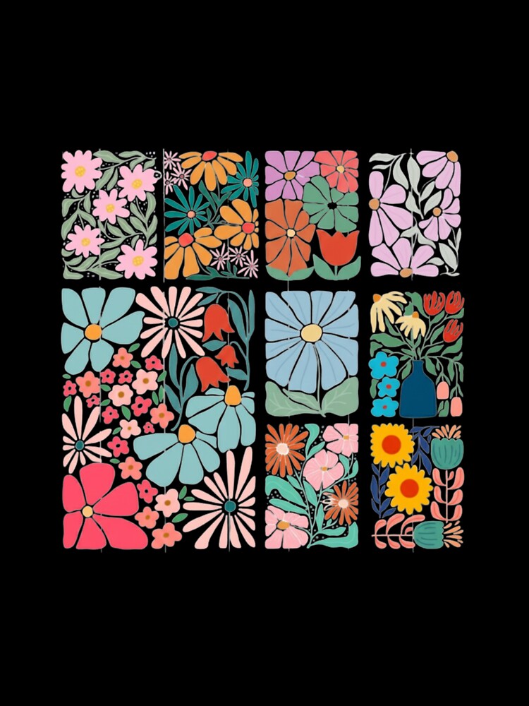 Groovy Retro Flower Pattern | Colorful 70s Floral Art Print by Colorful-Garden