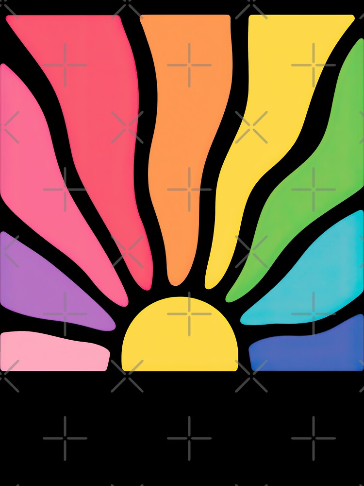 Retro Rainbow Sunburst Abstract Colorful Sunrise Art by ArtfulWeave