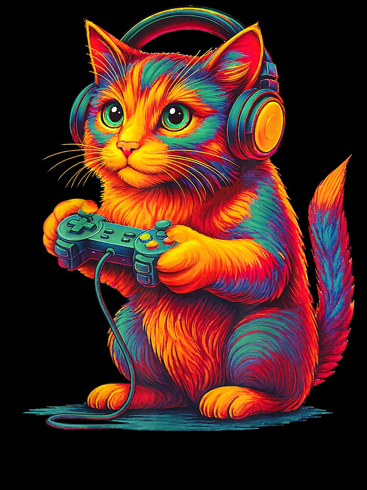 Gamer Cat Video Games Boys Teen Men Girls Funny Gift Gaming by davis2014