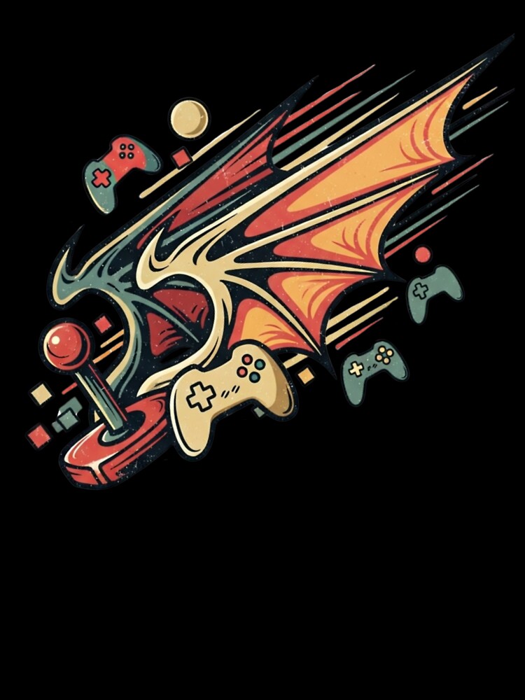 Dragon Gamer Retro Arcade Fantasy Art by Dzblack
