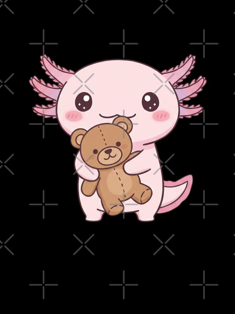 Teddy bear Axolotl cute kawaii pink funny adorable doodle birthday christmas by CheeseBlueprint