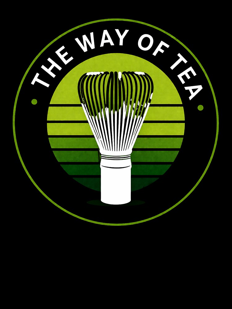The Way of Tea - Japanese Matcha Whisk Retro Badge Design by BrewmarkStudio
