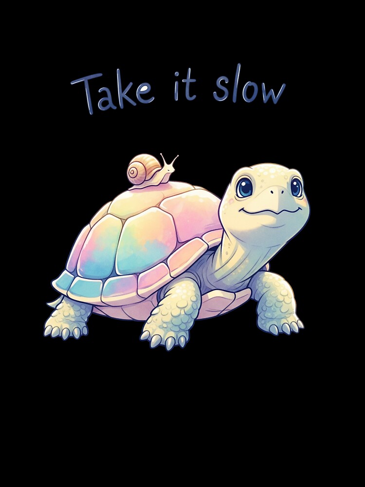 Take It Slow – Gentle Pastel Turtle & Snail Art by 001Haiba