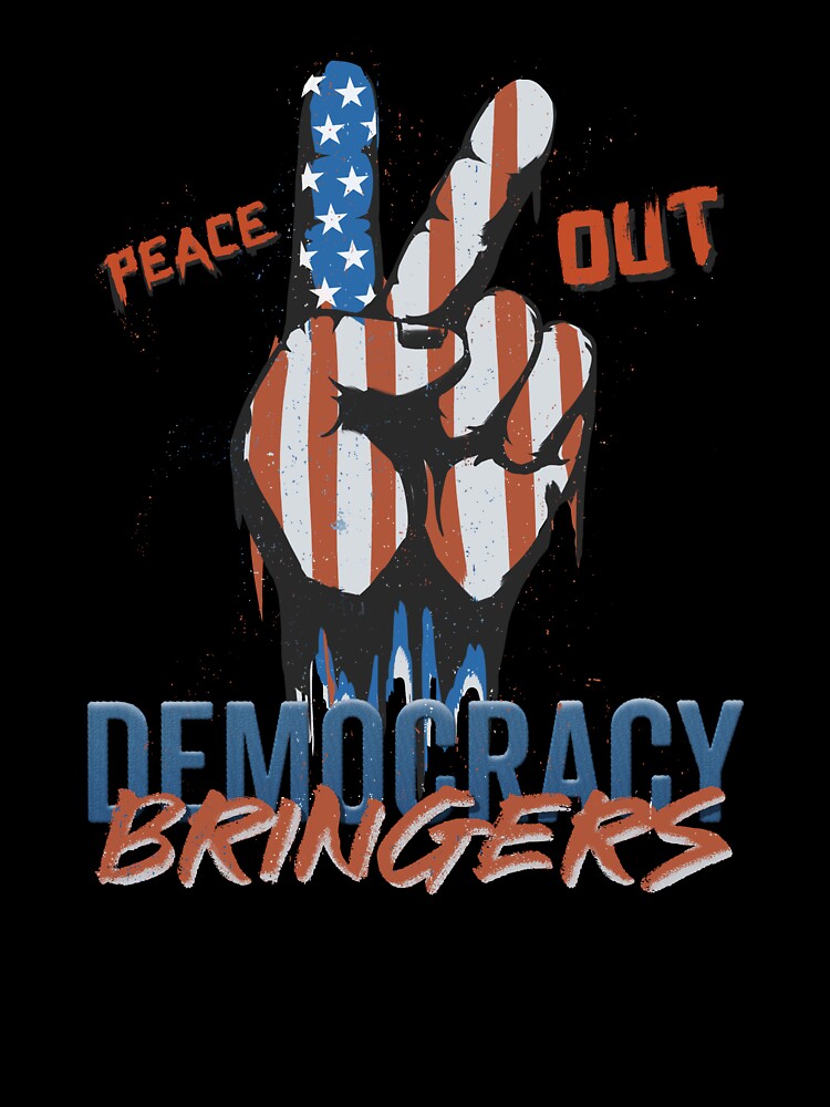 peace out! democracy bringers - american flag in victory hand sign graffiti graphic artwork by hayrpictures