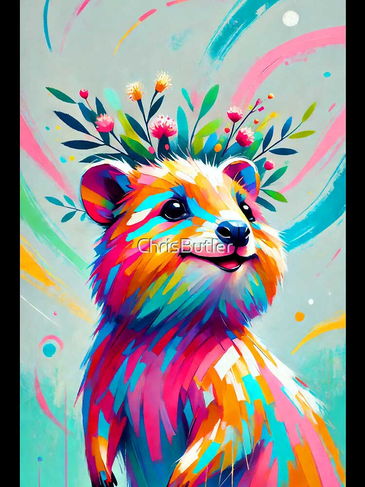 Colorful Quokka with Floral Crown by ChrisButler