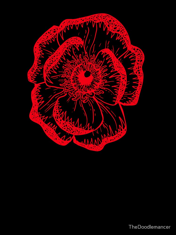 Toothy magnolia: surreal flower red on white by TheDoodlemancer