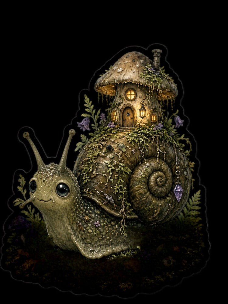 Goblincore Snail Mushroom House by IntelliMindDesigns