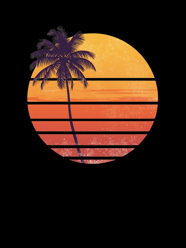 Retro Summer Sunset – Vintage 70s Beach Illustration by catcurio