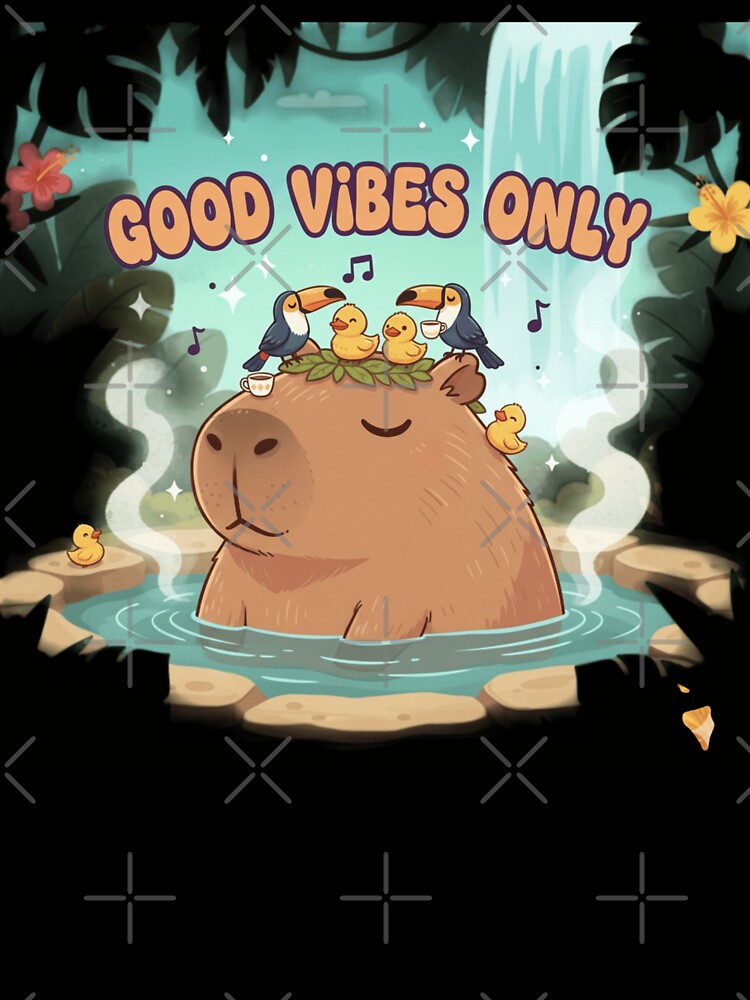 ​Chill Capybara in Hot Spring Good Vibes Only by Irinuca Gifts