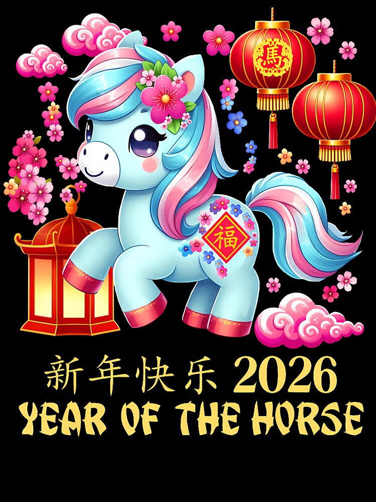 Year Of Horse Lucky Chinese Lunar New Year Zodiac 2026 Red by GraceShelley