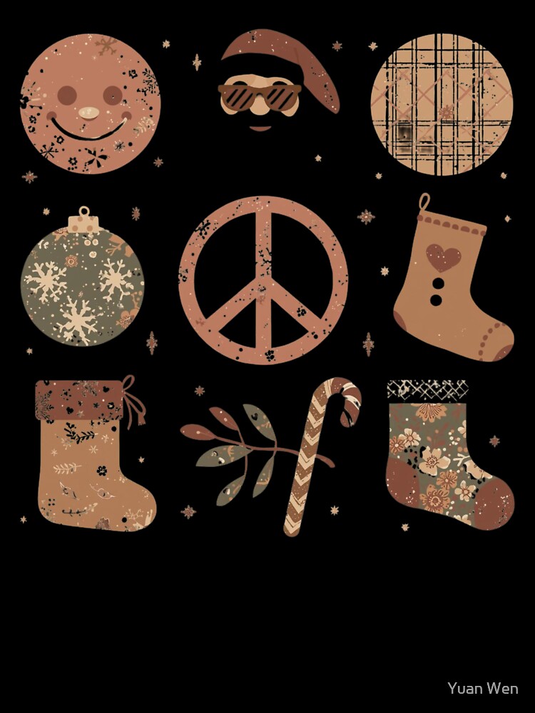 Retro Boho Christmas Collage Peace and Cheer by Yuan Wen