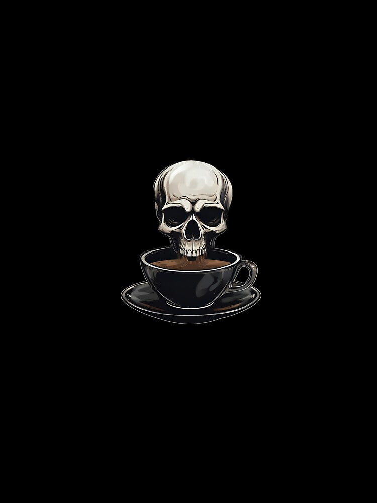 Death Before Decaf – Dark Funny Coffee Shirt Mug Sticker by QuirkyVibesByMe