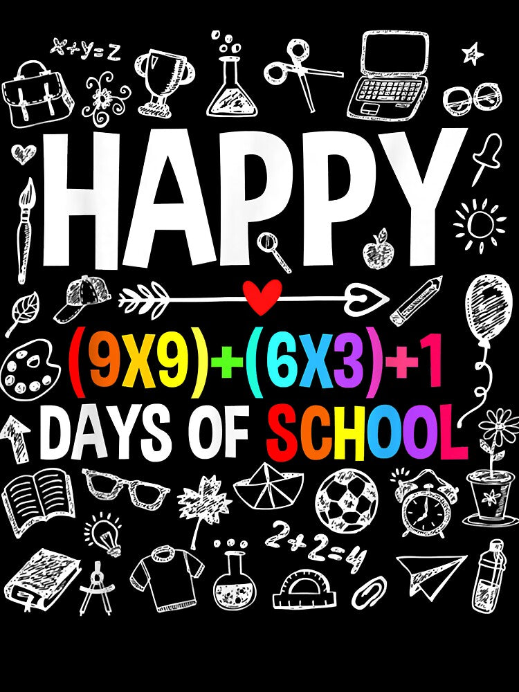 Funny Happy 100 Days of School Math Teacher Girl Boy by PedroxFigueroa