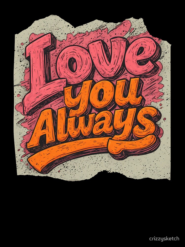 Retro 1970s Valentine Typography – Love You Always Groovy Design by crizzysketch