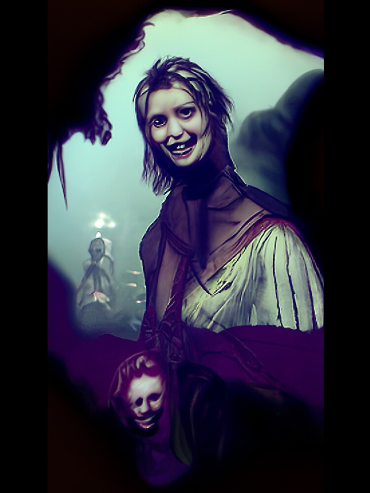 a sinister, smiling young woman (with alien) by kiertwice