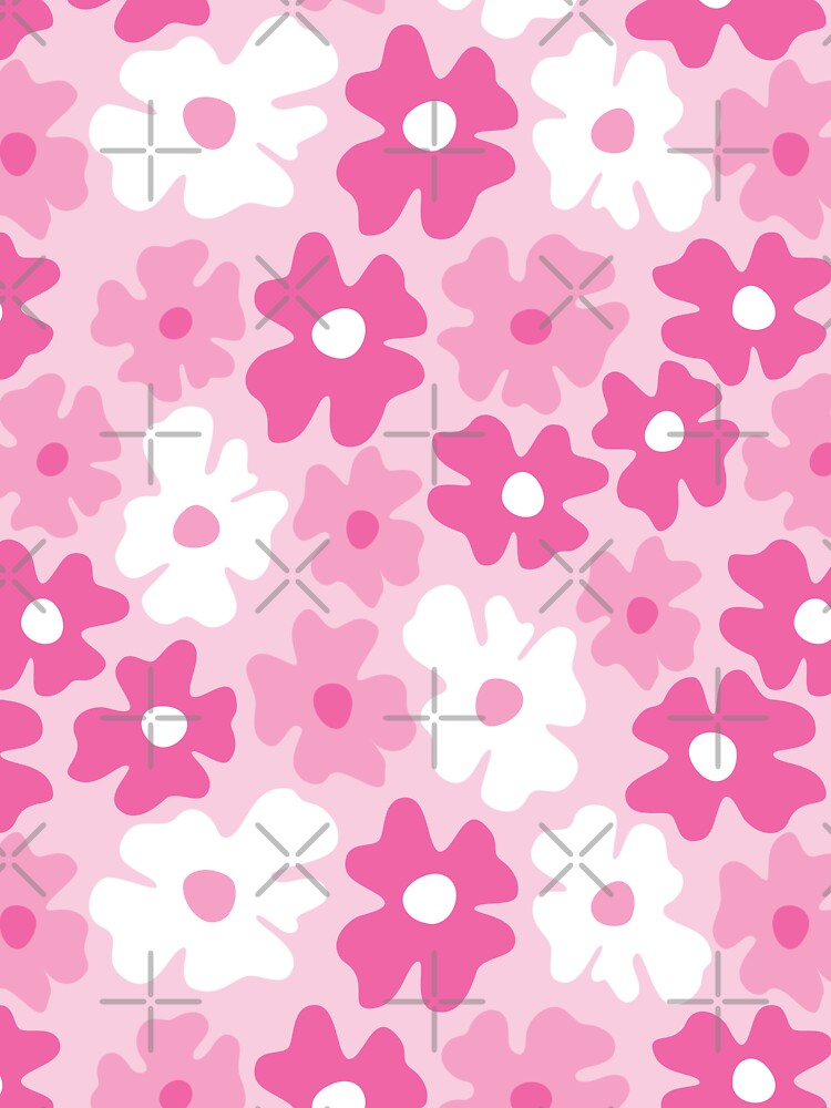 pink 60s retro flower power, pastel pink, pink, baby pink, 60s groovy pattern, hippie flowers by blomastudios
