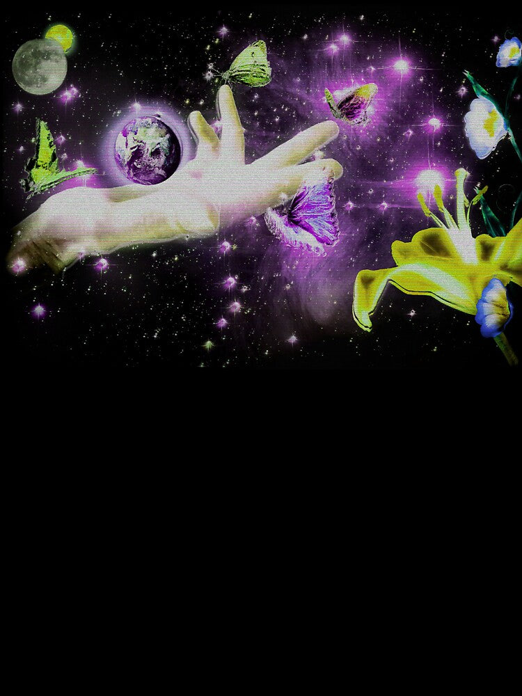 Otherworld Glitch Florals in Space-Green by BioDigital-Jazz