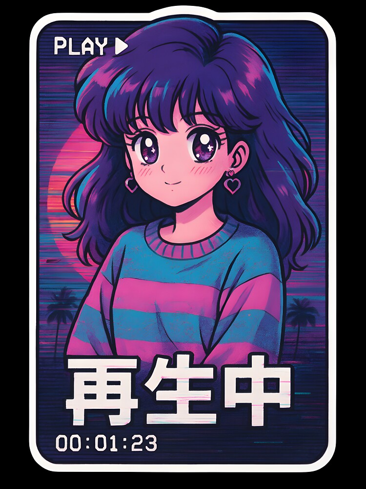 Retro VHS Anime Girl Sticker – Vaporwave Shoujo Aesthetic Japanese Art by OsasChild