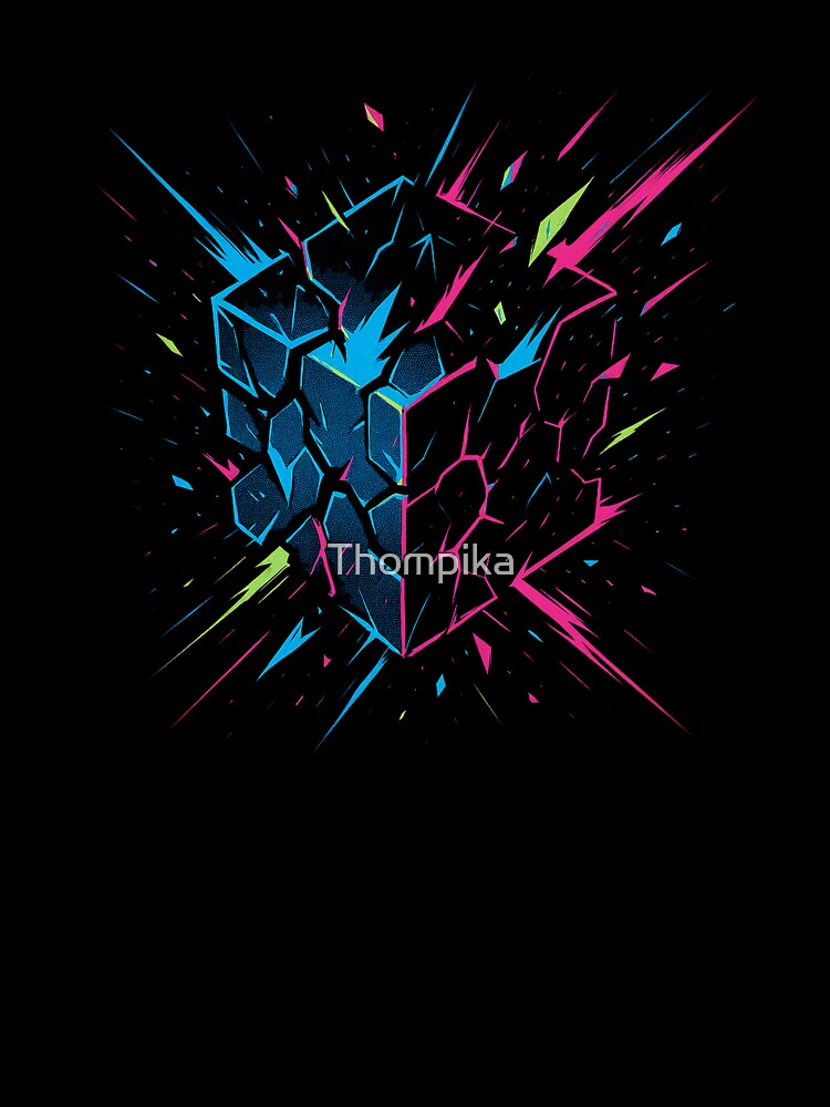 Explosive Neon Glitch Cube Kinetic Energy Streetwear by Thompika