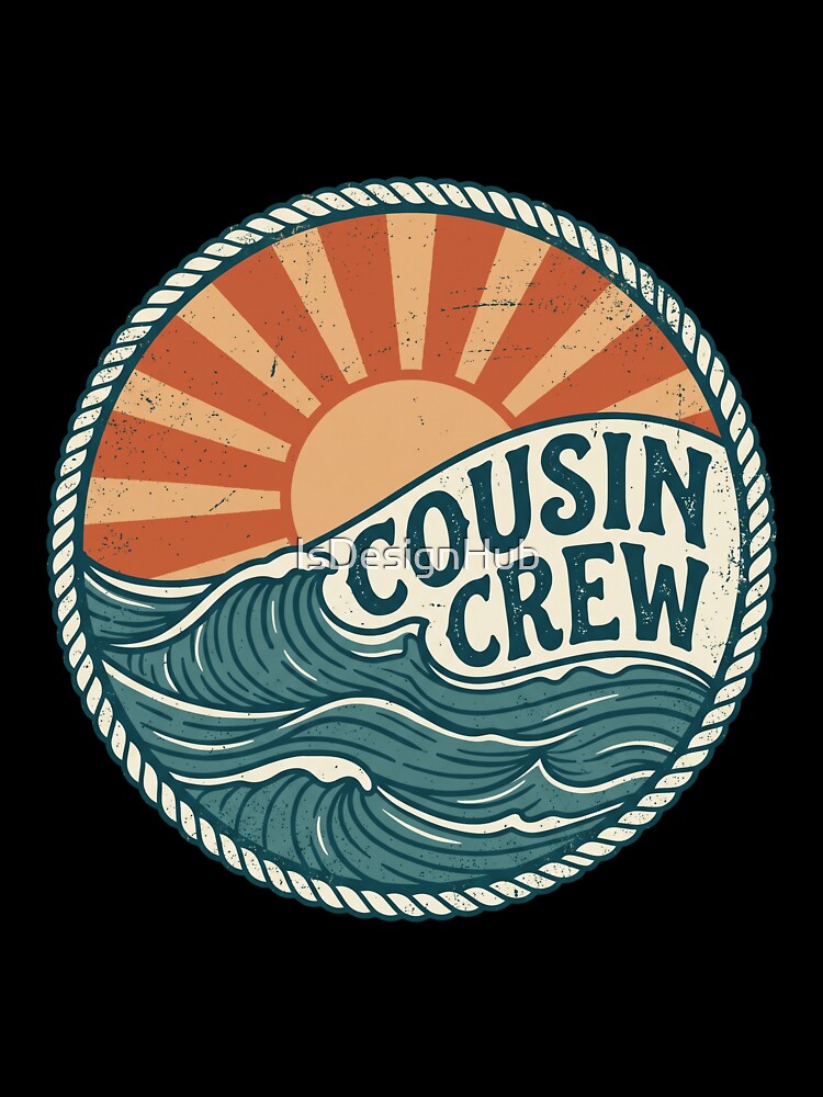 Cousin Crew Retro Ocean Waves Vintage Badge by IsDesignHub