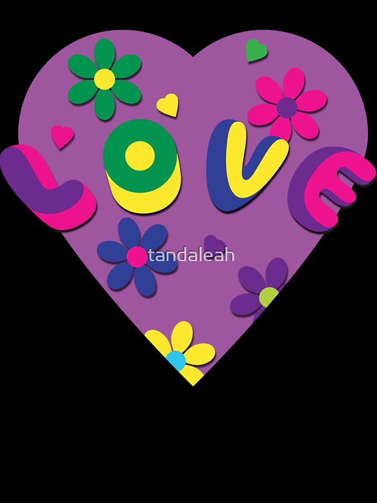 Psychedelic Groovy Love Heart and Flowers by tandaleah