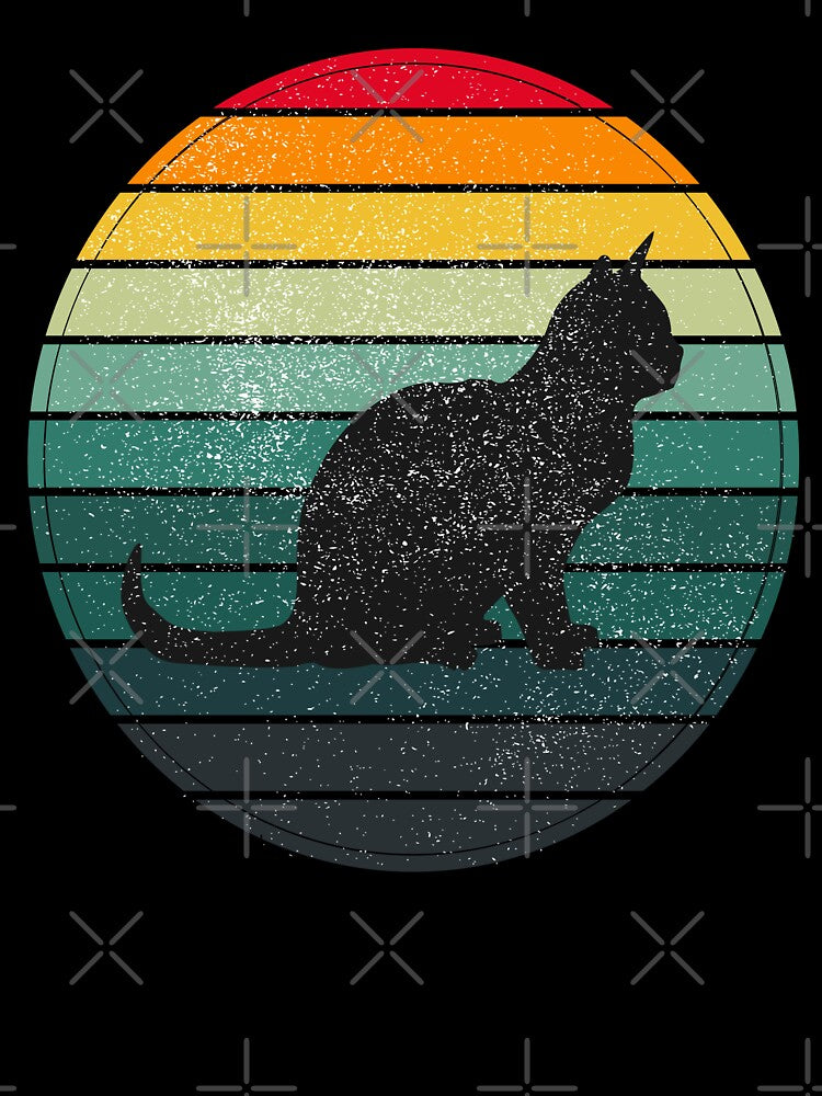 Retro Black Cat Sunburst Vintage Art by Zakrytos ★★★★★