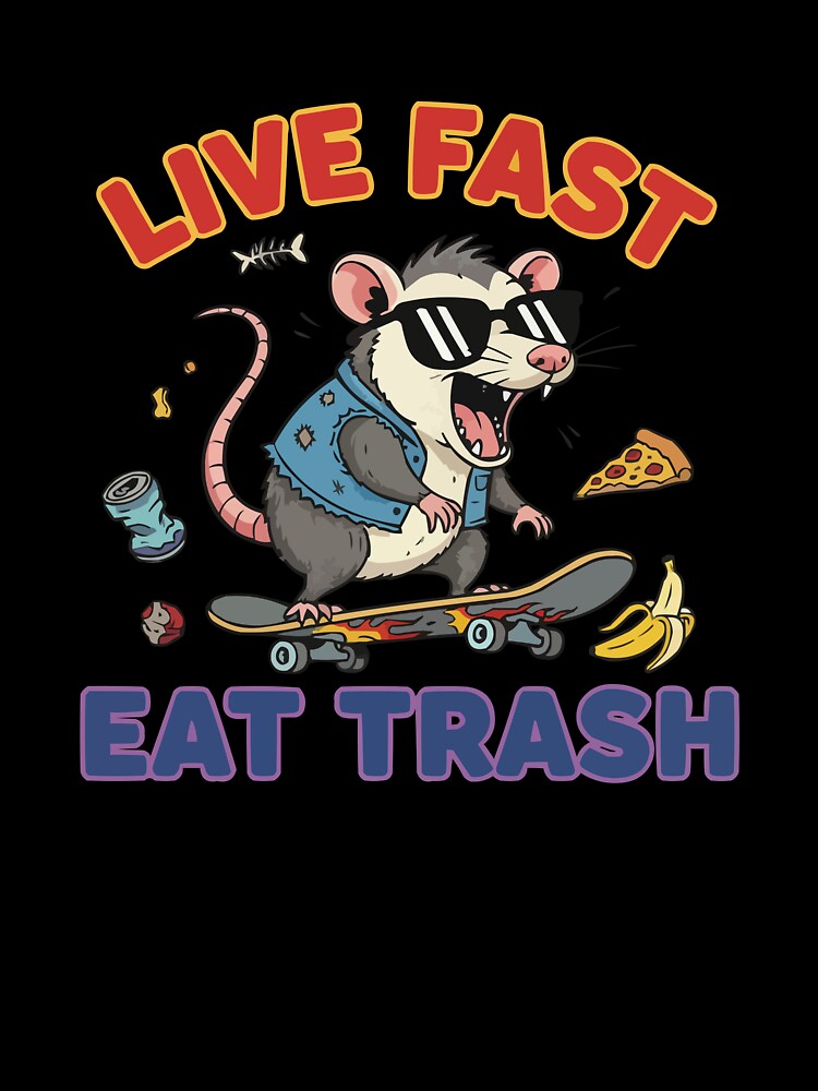 Live Fast Eat Trash Opossum - Funny Retro Vintage Possum Meme by Petzzz
