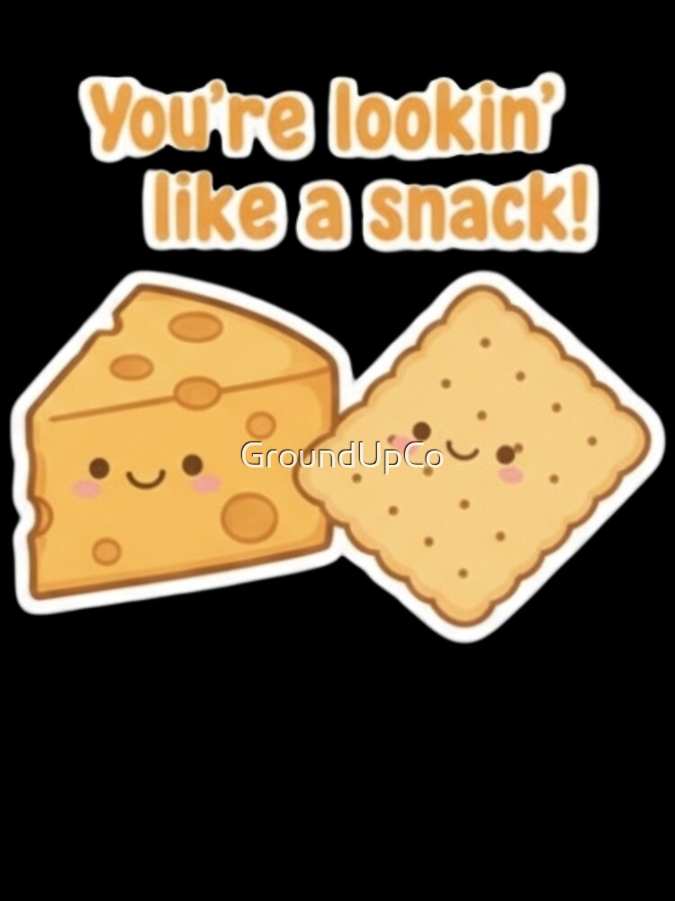 Kawaii Cheese and Cracker Valentine Sticker - You're Lookin' Like a Snack Pun by GroundUpCo